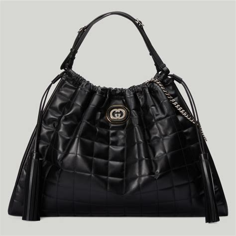 black tote gucci bag|Gucci deco large tote bag.